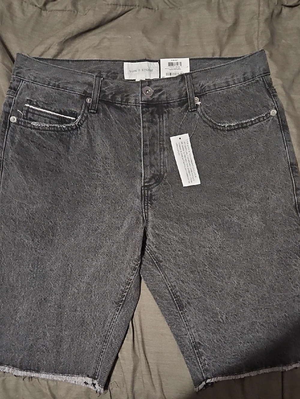 Sun + Stone Washed Black Denim Shorts